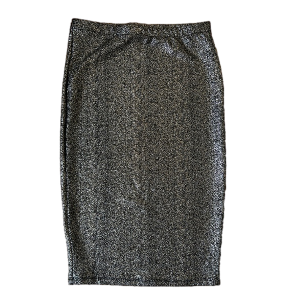 Gold/Black Speck Stretchy Midi Pencil Skirt Size Medium Material Girl